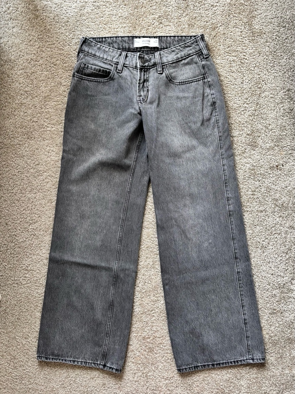 hollister black-grey washed low rise baggy jeans